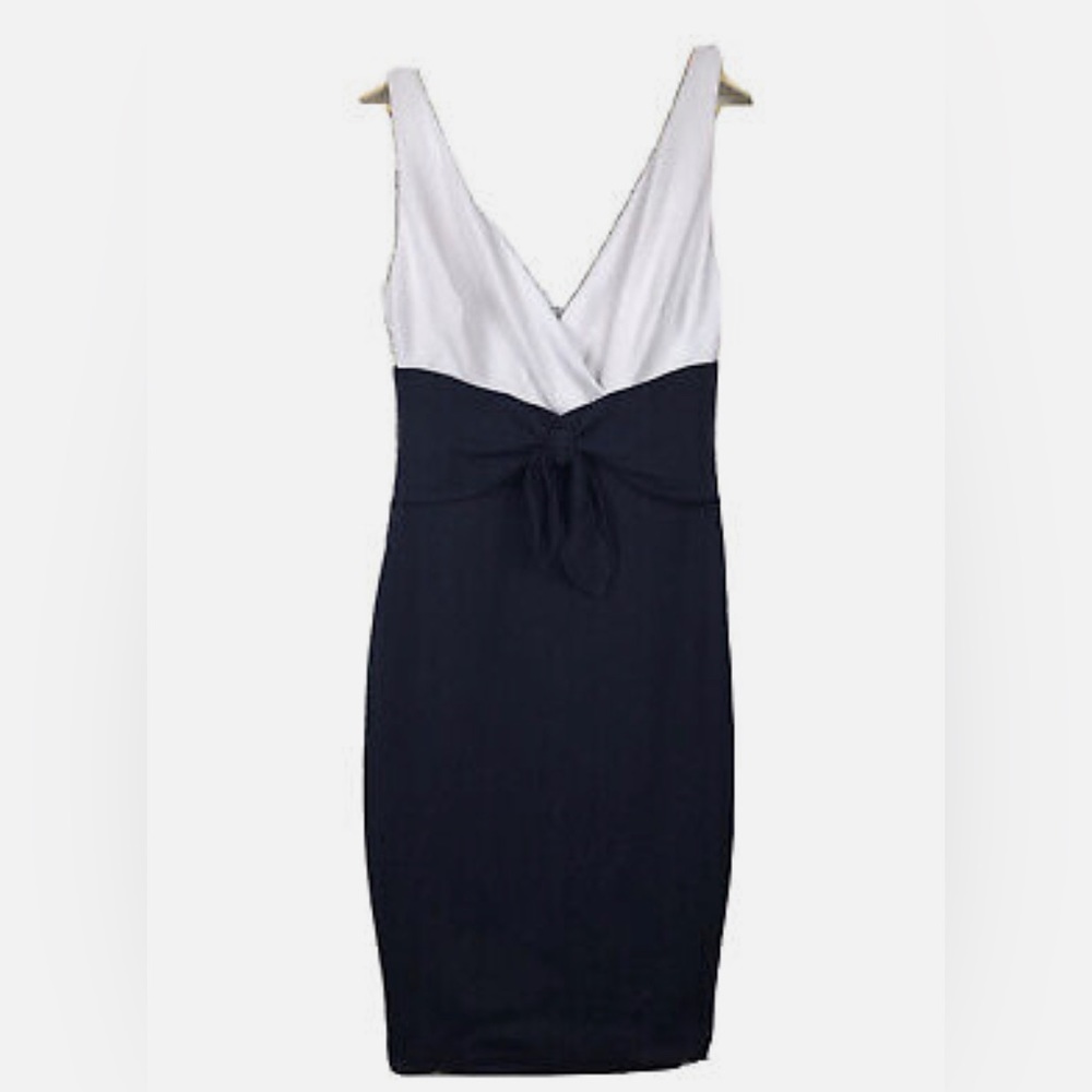NWT BAILEY/44 White & Navy Sleeveless V-Neck Dress - Size Small